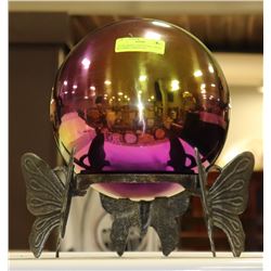 10" GARDEN GAZING BALL WITH BUTTERFLY WROUGHT