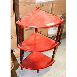 CORNER WOOD DECORATIVE SHELF, 13"X13"X31".