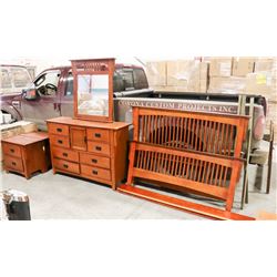 WOOD QUEEN SIZE BEDROOM SUITE INCL HEADBOARD,