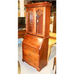 VINTAGE WRITING DESK WITH HUTCH, 32"X17"X76".