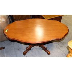 VINTAGE WOOD CARVED COFFEE TABLE, 27.5"X47"X21"