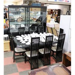 BLACK TABLE WITH 8 CHAIRS, INCLUDES BUFFET AND