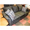 Image 1 : CHARCOAL FABRIC SOFA WITH ACCENT CUSHIONS.