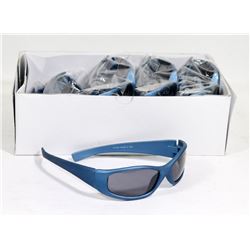 BOX OF METALLIC BLUE DESIGNER SUNGLASSES