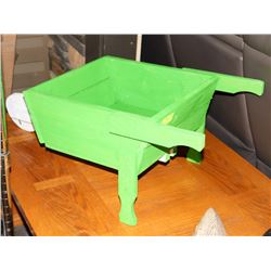 32"X15"X13" GREEN/WHITE PLANTER WHEEL BARROW.