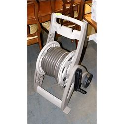 GREEN GARDEN HOSE REEL WITH 100FT RUBBER HOSE