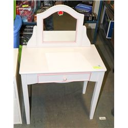 CHILD'S VANITY TABLE WITH MIRROR &