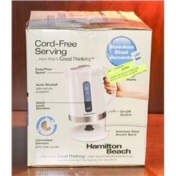 HAMILTON BEACH CORDLESS KETTLE ST. STEEL ACCENTS