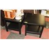 Image 1 : SET OF 2 BROWN WOOD SIDE TABLES