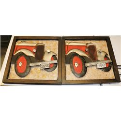 PAIR OF 16 X 16 METAL 3D FRAMED ART PIECES