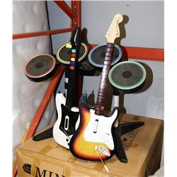 GUITAR HERO DRUM SET $ 2 GUITARS (1 IS FENDER)
