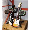 Image 1 : GUITAR HERO DRUM SET $ 2 GUITARS (1 IS FENDER)