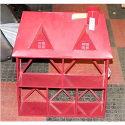 DECORATIVE METAL DOLLHOUSE STYLE WALL SHELF.
