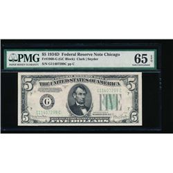 1934D $5 Chicago Federal Reserve Note PMG 65EPQ