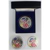 Image 1 : 3 COLORIZED AMERICAN SILVER EAGLES