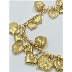 14K CHARM BRACELET WITH HEART CHARMS