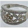 Image 2 : 14K WHITE GOLD DIAMOND FILIGREE RING