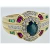 Image 1 : 14K YG DIAMOND,RUBY,EMERALD,SAPPHIRE RING
