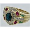 Image 2 : 14K YG DIAMOND,RUBY,EMERALD,SAPPHIRE RING