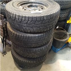 SET OF 4 HANKOOK 265/70 R16 TIRES ON 6 BOLT RIMS