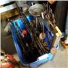 Image 1 : BLUE TOTE OF METAL DECOR