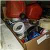 Image 2 : 2 BOXES OF BUILDING SUPPLIES, SAND PAPER, AND MUDDING TOOLS