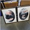 Image 1 : 2 SIGNED LOCAL ARTIST GARY BOEHLKE MOUNTAIN AND CABIN SCENE ON CANVAS IN WOOD FRAMES
