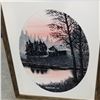 Image 2 : 2 SIGNED LOCAL ARTIST GARY BOEHLKE MOUNTAIN AND CABIN SCENE ON CANVAS IN WOOD FRAMES