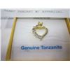 Image 3 : STERLING SILVER YELLOW GOLD PLATED GENUINE 0.7CT TANZANITE HEART PENDANT W/ APPRAISAL $350