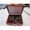 Image 1 : RED JEWELLERY BOX W/ 12 BRACELETS