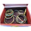 Image 2 : RED JEWELLERY BOX W/ 12 BRACELETS