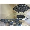 Image 3 : CAST IRON UTENSILS W/ HANGER AND EASTERN DRAGON DECOR