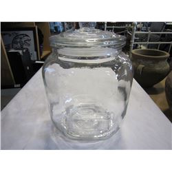 5 CENT GLASS PEANUT JAR WITH LID