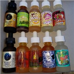 10 BOTTLES OF VARIETY 30ML E VAPE JUICE RETAIL $20 EA