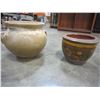 Image 3 : ADOBE CLAY POTTERY 14" x 13" AND 9" AND 9" x 12" CERAMIC POTTERY