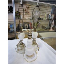 3 VINTAGE HOBNAIL LAMPS