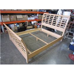 TAN QUEEN SIZE BEDFRAME AND 2 MATCHING NIGHT STANDS