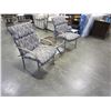 Image 2 : 2 METAL PATIO CHAIRS W/ CUSHIONS AND GLASSTOP PATIO ENDTABLE