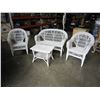 Image 1 : 4 PIECE WHITE WICKER PATIO SET VINTAGE