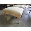 Image 2 : LEARGE PEACH COLORED FABRIC AND WOOD CHAIR W/ FOOT STOOL