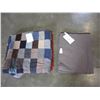 Image 1 : VERY OLD QUILT 70 x 83" AND ANTIQUE GREY WOOL BLANKET 60 x 100"