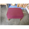 Image 1 : RED FABRIC FOOT STOOL W/ WOODEN LEGS