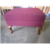 Image 2 : RED FABRIC FOOT STOOL W/ WOODEN LEGS