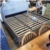 Image 1 : ASHLEY FLOOR MODEL GREY FABRIC KINGSIZE PLATFORM BEDFRAME RETAIL $799