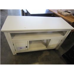 ASHLEY FLOOR MODEL WHITE TV STAND TV STAND - COSMETIC DAMAGE ON TOP