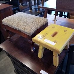 STUDDED FOOTSTOOL AND YELLOW FOOTSTOOL