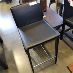 NEW 30  BLACK LEATHER BAR STOOL W/ STAINLESS STEEL BASE AND LEGS W/ LEATHER WRAP - WHOLESALE PRICE $