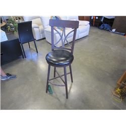 NEW 30" WESLEY ALLEN SOLID WROUGHT IRON SWIVEL BAR STOOL W/ BLACK LEATHER SEAT - WHOLESALE PRICE $29