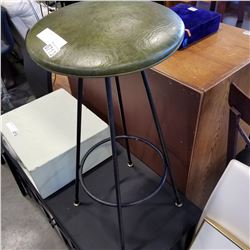 GREEN LEATHER METAL BAR STOOL