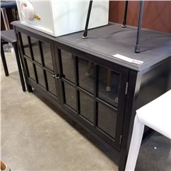 GLASS DOOR BLACK PAINTED ENTERTAINMENT STAND